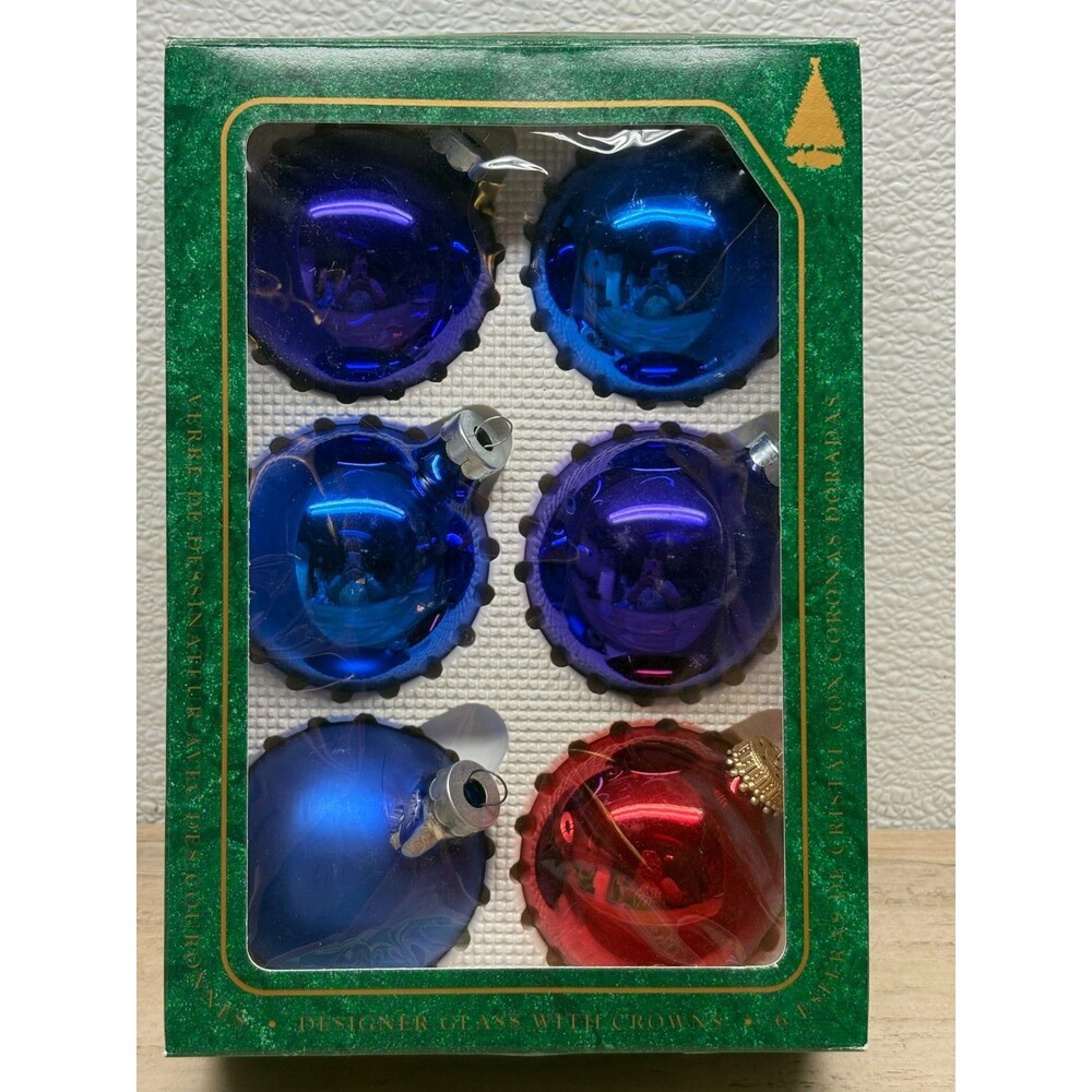 Vtg Set Of 6 Krebs Hand Blown Glass Ball Christmas Tree Ornament